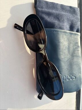 Le Specs Black Oval Sunglasses with Dark Lenses